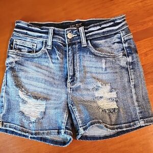 Judy Blue Women's Ripped Jean Shorts - Blue